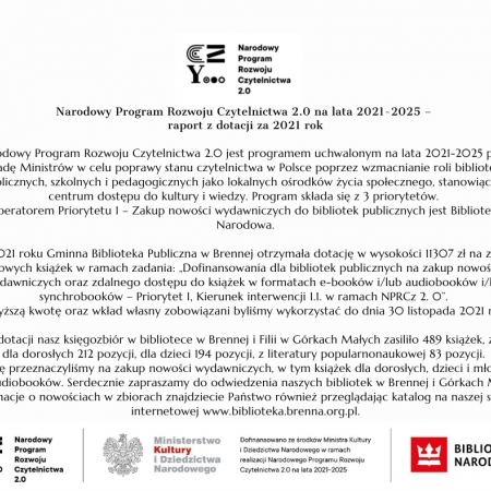 Narodowy Program Rozwoju Czytelnictwa 2.0 na lata 2021-2025 –  raport z dotacji za 2021 rok